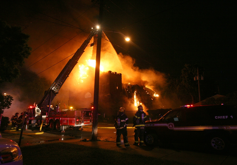 Five Minneapolis firefighters were injured while battling a blaze that destroyed the Walker Community United Methodist Church on May 28.