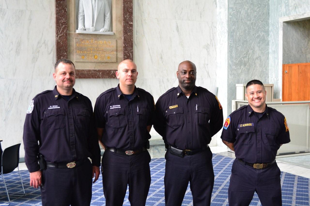 Globe saluted Chuck Ryan (FF), Mike Deavers (FF), Ramon Hounshell (FF), Robert Alvarado (Lt).