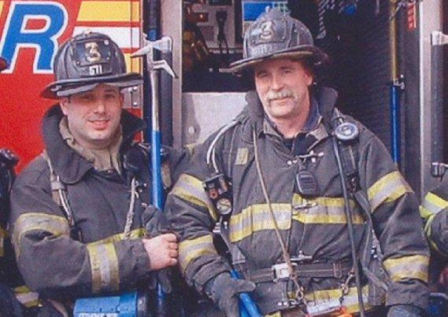 FDNY Firefighter Joseph DiBernardo Jr., left, is seen standing next to a fellow firefighter.