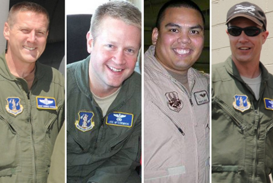 Senior Master Sgt. Robert S. Cannon, Maj. Joseph M. McCormick, Maj. Ryan S. David and Lt. Col. Paul K. Mikeal