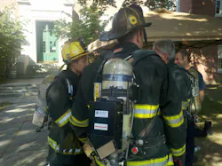A firefighter location transmitter is fitted to a Worcester firefighter during a technology workshop at Worcester Polytechnic Institute on Aug. 7. A firefighter location transmitter is fitted to a Worcester firefighter during a technology workshop at Worcester Polytechnic Institute on Aug. 7.
