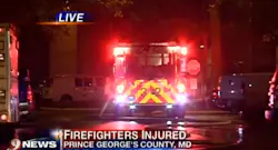 Four firefighters suffered minor burn injuries and a fifth went to the hospital with exhaustion after battling an apartment fire in Temple Hills, Md. on Aug. 30. Four firefighters suffered minor burn injuries and a fifth went to the hospital with exhaustion after battling an apartment fire in Temple Hills, Md. on Aug. 30.