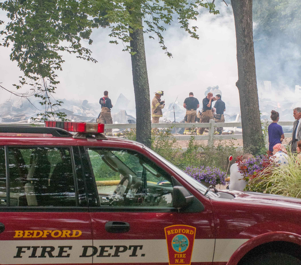 A barn at a farm in Bedford was destroyed and 14 horses were killed by a three-alarm fire on Sept. 6.