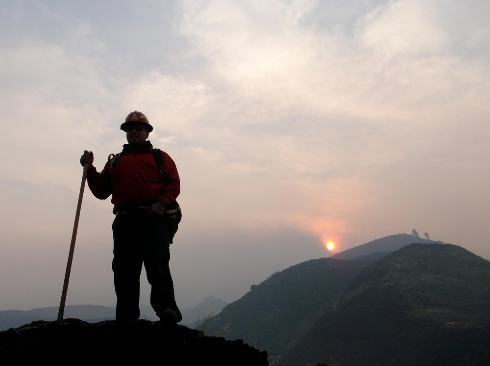 A firefighter is seen digging a fire line at the Sheep Fire in the Nez Perce National Forest on Sept. 16.