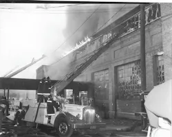 BALTIMORE, MD, MAY 10, 1962 – A 12-alarm fire raced through huge piles of rags at the S. Shapiro & Sons rag-processing and storage plant. Due to the intensity of the fire, a defensive attack was ordered on arrival. Firefighters were on the scene for 41 days to control hot spots. BALTIMORE, MD, MAY 10, 1962 – A 12-alarm fire raced through huge piles of rags at the S. Shapiro & Sons rag-processing and storage plant. Due to the intensity of the fire, a defensive attack was ordered on arrival. Firefighters were on the scene for 41 days to control hot spots.