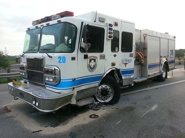 This engine was struck by a pick-up truck.