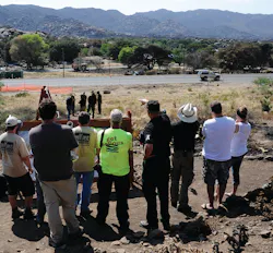 A flagpole has been placed at the Arizona site where 19 firefighters died. The site can be seen from an overlook adjacent to Highway 89 in Yarnell that has been named the Granite Mountain Hotshots Memorial Overlook. A flagpole has been placed at the Arizona site where 19 firefighters died. The site can be seen from an overlook adjacent to Highway 89 in Yarnell that has been named the Granite Mountain Hotshots Memorial Overlook.