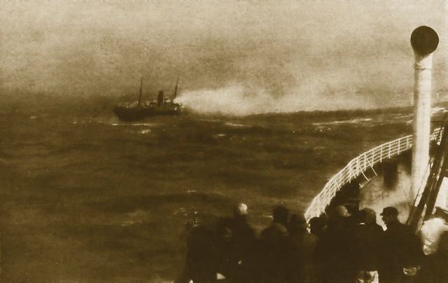 Early in the morning of Oct. 9, 1913, a fire started among luggage and casks of chemicals and other freight stored below decks on the ocean liner SS Volturno in the North Atlantic. The ship, carrying 561 passengers and a crew of 93, was traveling to New York through a heavy storm and high seas when the fire began. Several explosions spread the flames quickly. Calls for help were sent out and 11 ships soon converged on the blazing liner. The Volturno&rsquo;s captain, Francis Inch, took command of the firefighting and rescue efforts. Several lifeboats were launched, but with tragic results. Approximately 130 people, mostly women and children, died when their lifeboats capsized or were smashed against the Volturno's hull in the heavy waves. The remaining people were all saved.