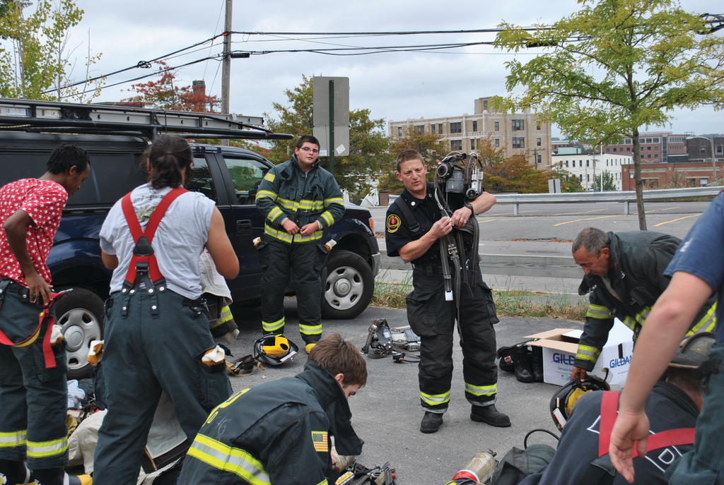 High school students learn to properly don personal protective equipment (PPE) during an 'Introduction to Firefighting Fundamentals' course in cooperation with the Portland, ME, Fire Department. Engaging the community can be accomplished in many ways to help fire demonstrate the value of their services.