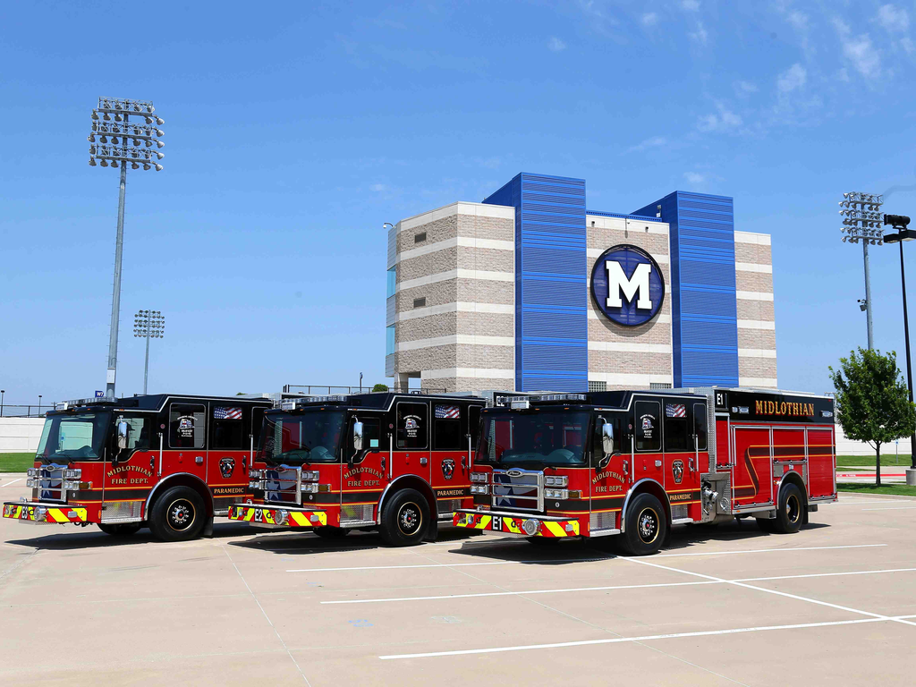 Photo Caption: These three Dash CF pumpers will soon be joined by a Dash CF aerial platform, making the Midlothian Fire Department the nation&rsquo;s first all Dash CF fleet.