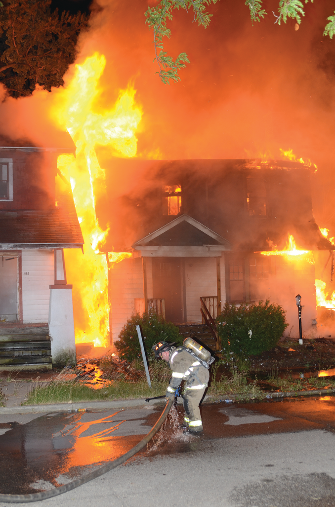 The Detroit and Highland Park, MI, fire departments responded to a reported fire where two vacant houses were found fully involved and flames rapidly spreading to adjacent houses. The fire spread to seven dwellings. Anticipating how a fire may spread from one area to another is always a challenge for firefighters.