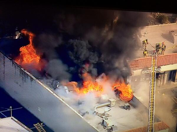 Stip mall battled in Glendale, Calif. on Monday.