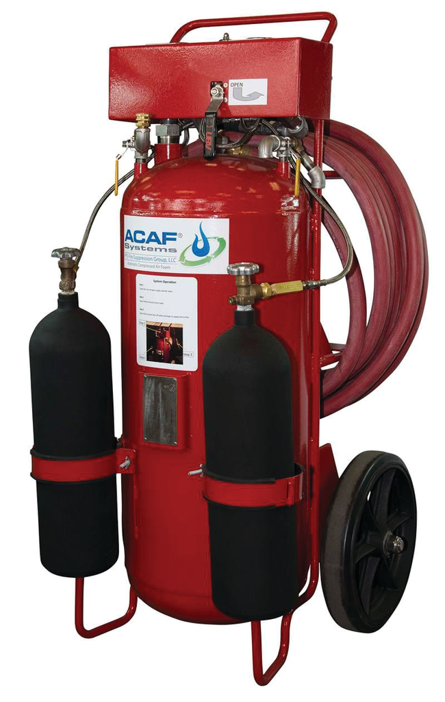 ACAF Systems' Compressed Air Foam Wheeled and Skid Mounted Extinguishers are available in 20- to 500-gallon configurations.