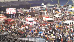 Pierce's new Enforcer and Saber cabs and chassis take center stage at the Lucas Oil Stadium at FDIC Thursday afternoon. Pierce's new Enforcer and Saber cabs and chassis take center stage at the Lucas Oil Stadium at FDIC Thursday afternoon.