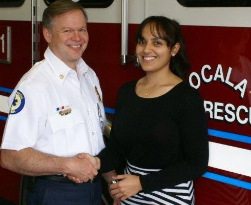 Ocala Assistant Chief Bryan Stoothoff welcomes Ashley Lopez who is assuming responsibilities as the departments public information officer.