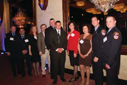 FDNY firefighter Robert Wiedmann (center) with nine of the blood donors who saved his life at New York Blood Center's annual Long Island donor recognition awards dinner. FDNY firefighter Robert Wiedmann (center) with nine of the blood donors who saved his life at New York Blood Center's annual Long Island donor recognition awards dinner.