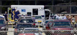 Workers evacuate the GM plant in Marion, Ind. after an explosion. Workers evacuate the GM plant in Marion, Ind. after an explosion.