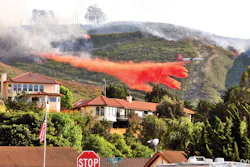 Air Tanker-910 (VLAT DC-10) drops a load of retardant to protect homes in the City of Lompoc, CA, on May 13, 2014. At the same time, structure-protection engines kept watch on the advance of the fire as part of a mutual aid structure-protection strike team. Air Tanker-910 (VLAT DC-10) drops a load of retardant to protect homes in the City of Lompoc, CA, on May 13, 2014. At the same time, structure-protection engines kept watch on the advance of the fire as part of a mutual aid structure-protection strike team.