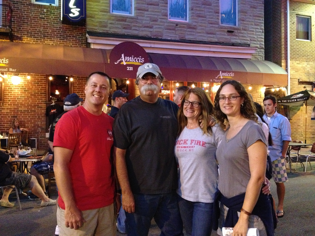 Tradd Mills, (left to right), Billy Goldfeder, Teri Goldfeder and Cynthia Mills at the FOOL bash during Firehouse Expo.