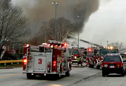 Apparatus, especially engines, arriving on the scene of multiple alarms, should consider backing to better position themselves if they have to go to work. In this instance, since the engine in the foreground did not lay a supply line, it is in a relatively useless position if they are ordered to provide additional lines without a lot of additional maneuvering. The engine right behind it has backed in, and will be able to quickly stretch lines if needed. Apparatus, especially engines, arriving on the scene of multiple alarms, should consider backing to better position themselves if they have to go to work. In this instance, since the engine in the foreground did not lay a supply line, it is in a relatively useless position if they are ordered to provide additional lines without a lot of additional maneuvering. The engine right behind it has backed in, and will be able to quickly stretch lines if needed.