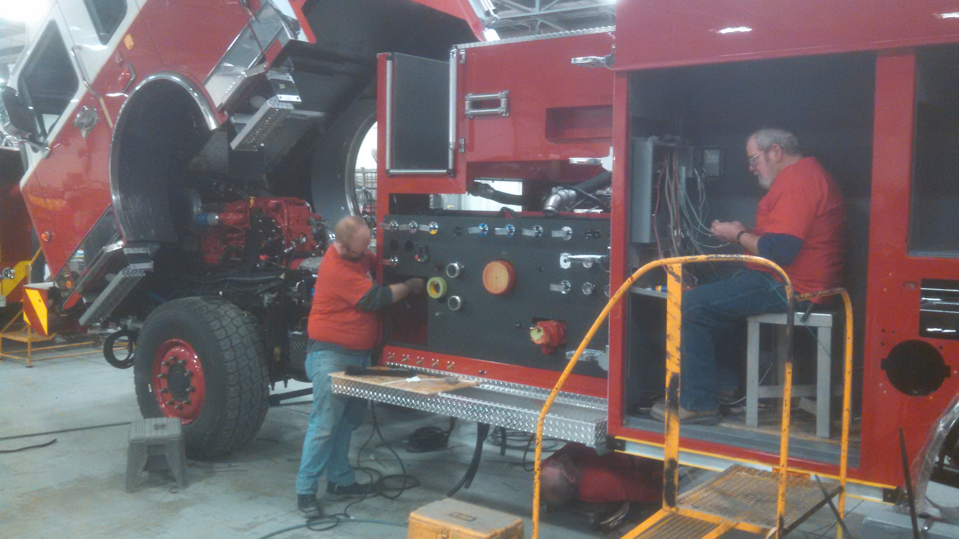 Each apparatus winding its way through Smeal's Snyder, Neb. plant sits in a 'cell' for about a day and a half where components are installed and sections are assembled before moving along to the next cell on the way to completion.