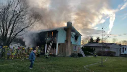 A woman perished in this house fire on Monday. A woman perished in this house fire on Monday.
