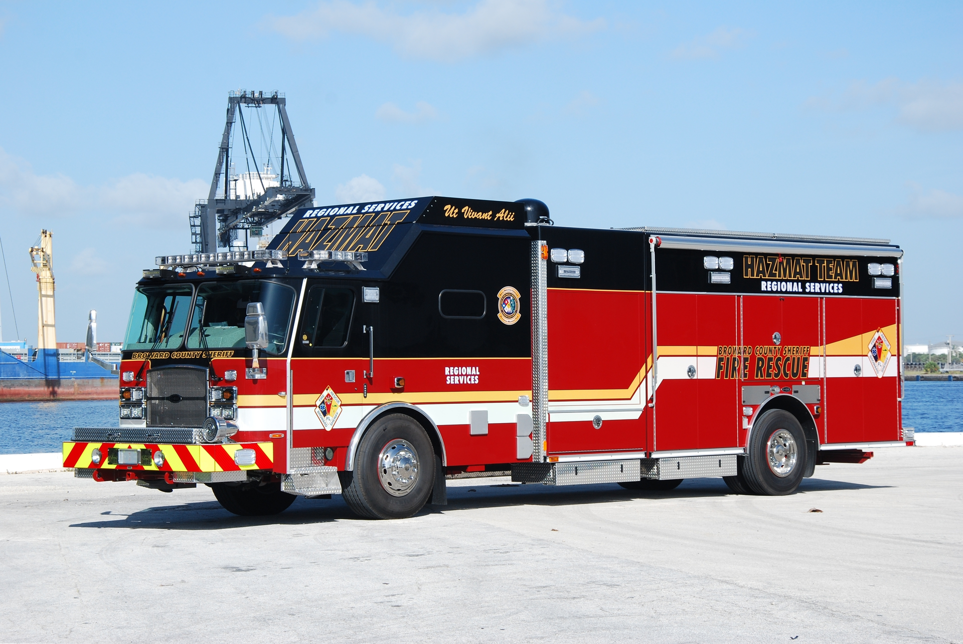 E-ONE built this combination command vehicle and hazmat response rescue truck for Broward County, Fla.