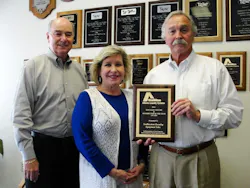 The award recipients from Southeastern Laundry Equipment Sales, are from left to right: Joe Cole, sales manager; Cindy Richie, vice president/general manager; and Trebor Brown, president. The award recipients from Southeastern Laundry Equipment Sales, are from left to right: Joe Cole, sales manager; Cindy Richie, vice president/general manager; and Trebor Brown, president.