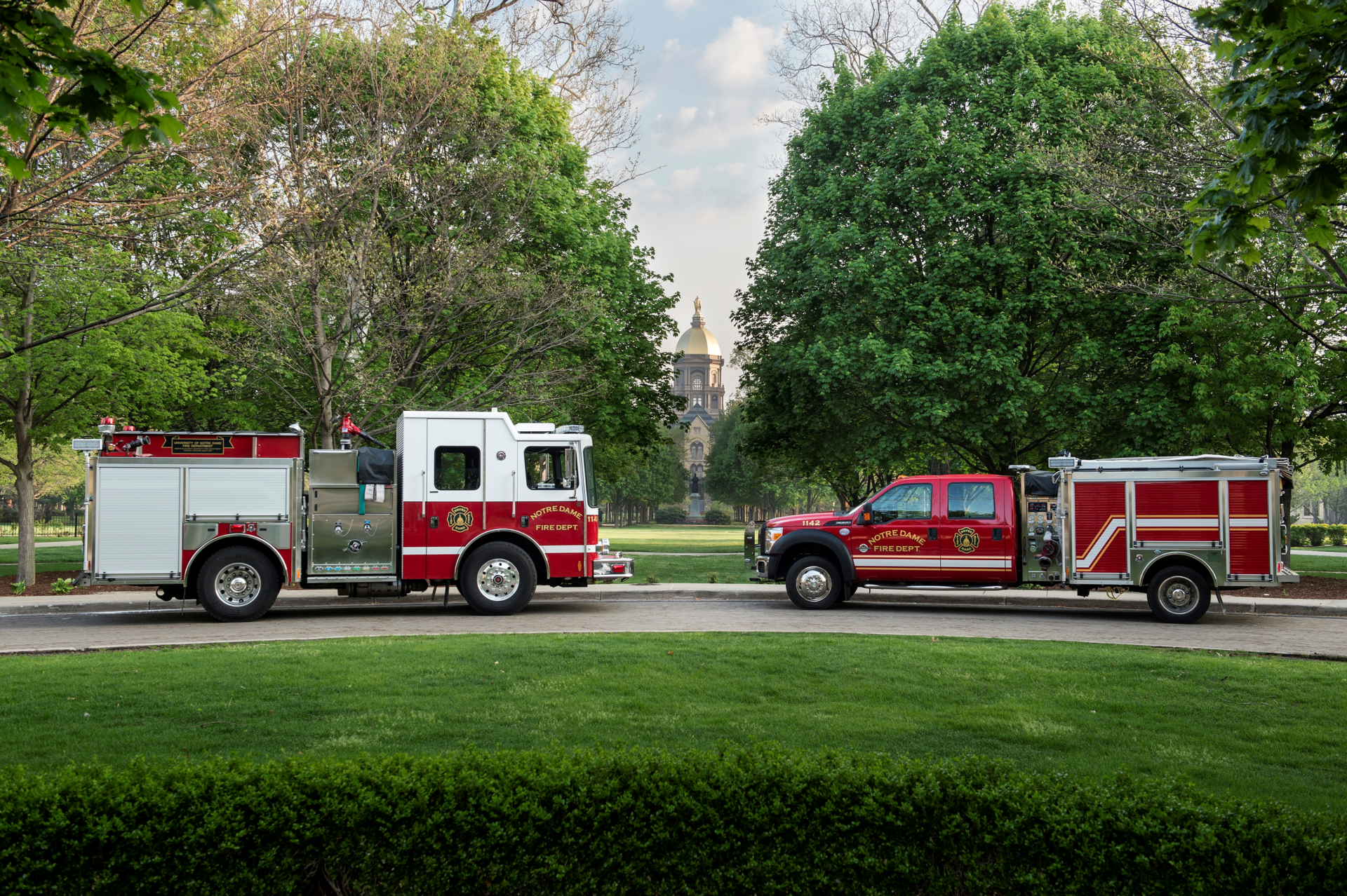 University of Notre Dame's new HME Rapid Attack Truck (left) and HME MiniEvo (right).