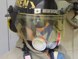 University of Extrication research work involving cutting carbon fiber material required personnel to take serious respiratory precautions. Pictured here is our tool operator showing his level of respiratory protection due to the airborne hazard from the carbon fiber material. University of Extrication research work involving cutting carbon fiber material required personnel to take serious respiratory precautions. Pictured here is our tool operator showing his level of respiratory protection due to the airborne hazard from the carbon fiber material.