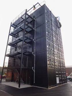 The West Midlands Fire Rescue Service in the United Kingdom designed this six-story structure to use in high-rise fire scenarios. Built-in features can create conditions found in wind-driven fires. The West Midlands Fire Rescue Service in the United Kingdom designed this six-story structure to use in high-rise fire scenarios. Built-in features can create conditions found in wind-driven fires.