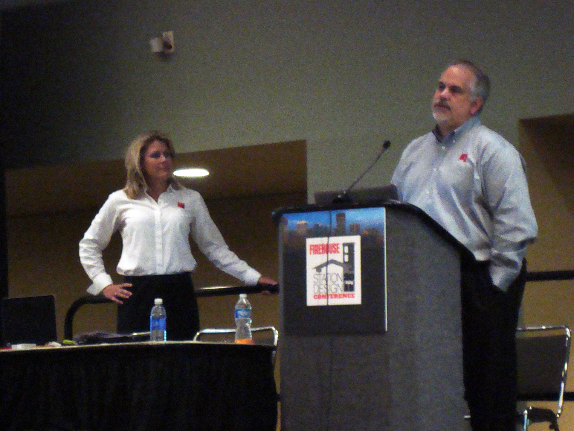 Jennifer Bettiol and Ray Holliday from BRW Architects, College Park, Texas, discuss the attributes of a good fire station site at Firehouse's Station Design Conference.