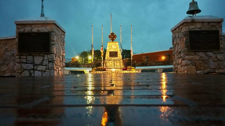 A steady rain has fallen throughout the day at The National Fallen Firefighters' Memorial in Emmitsburg.