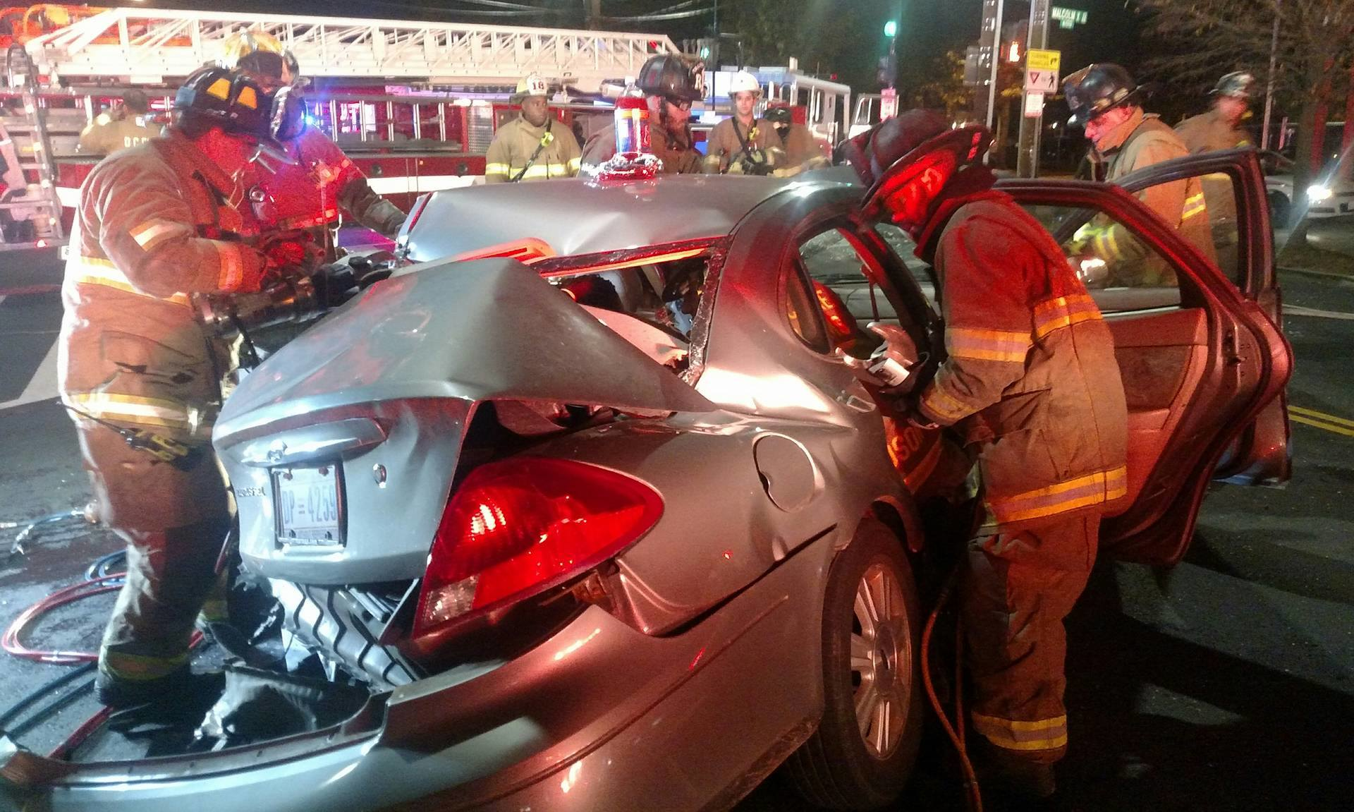 Firefighters used rescue tools to gain access to passengers.