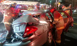 Firefighters used rescue tools to gain access to passengers. Firefighters used rescue tools to gain access to passengers.