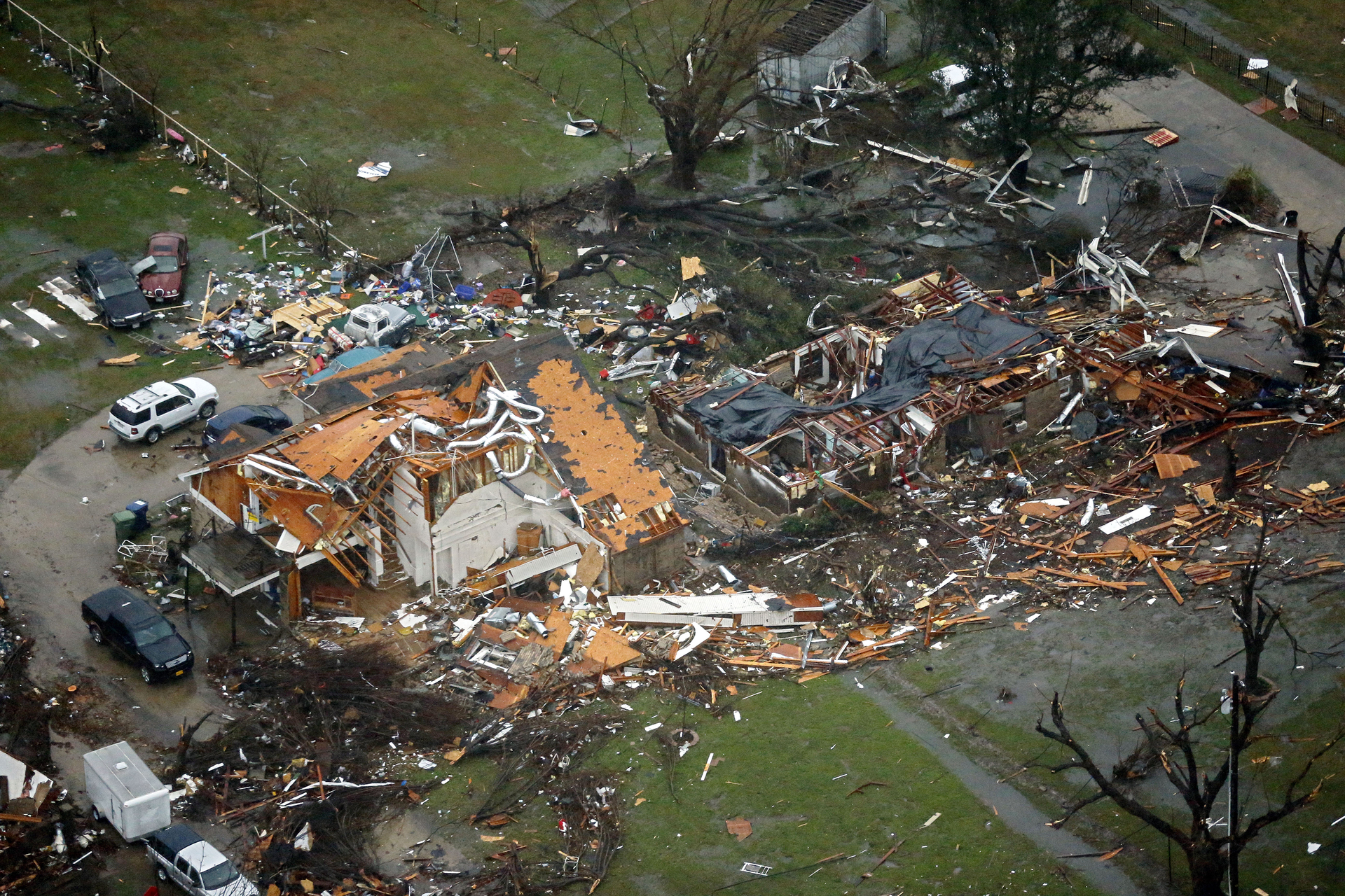 An aerial shot captures the destruction.