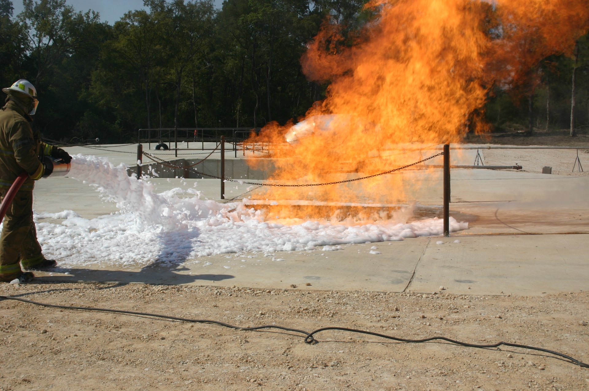 Alcohol-resistant, aqueous film-forming foam (AR-AFFF) needs to be applied to fires where ethanol is involved. The polymer in AR-AFFF prevents the foam blanket from degrading.