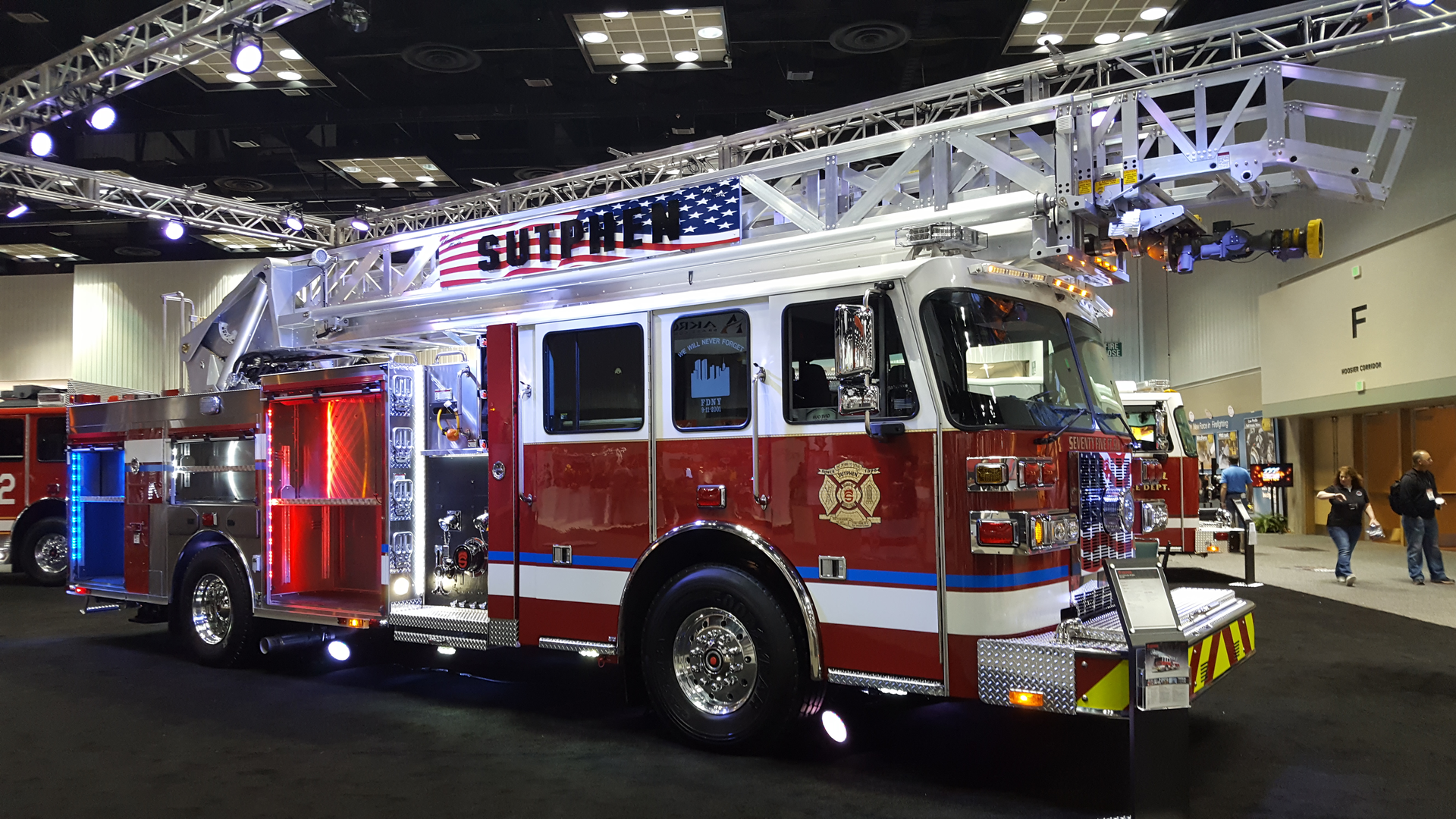 Sutphen unveiled its first ever rear-mount aerial to the tune of Bruce Springsteen's 'Born in the U.S.A.'