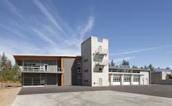 Another view of the rear of the fire station. Another view of the rear of the fire station.