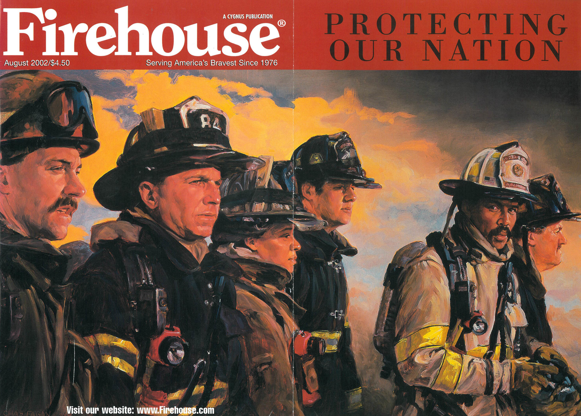 Shortly after 9/11, Webb spoke to Fagan about doing a painting that would pay tribute to all firefighters throughout the nation called into service following 9/11. For the subjects of the painting, Webb selected Lt. David Michaels, City of York, PA; Lt. Mike Cacciola, FDNY; Firefighter Tommi Rucker, District of Columbia Fire and EMS Department; Firefighter James Kirsch, Bergenfield, NJ, Fire Department; Battalion Chief Ben Barksdale, Arlington County, VA, Fire Department; and Chief Steve Kavanaugh, Aetna Hose and Hook, DE.
