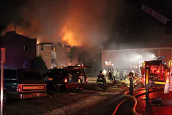 Raytown firefighters were trapped while searching after their hoseline burned through. Raytown firefighters were trapped while searching after their hoseline burned through.