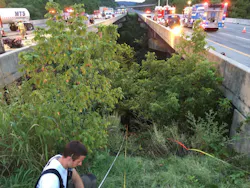 A nurse racing to help crash victims fell into the river near Frederick, MD. A nurse racing to help crash victims fell into the river near Frederick, MD.