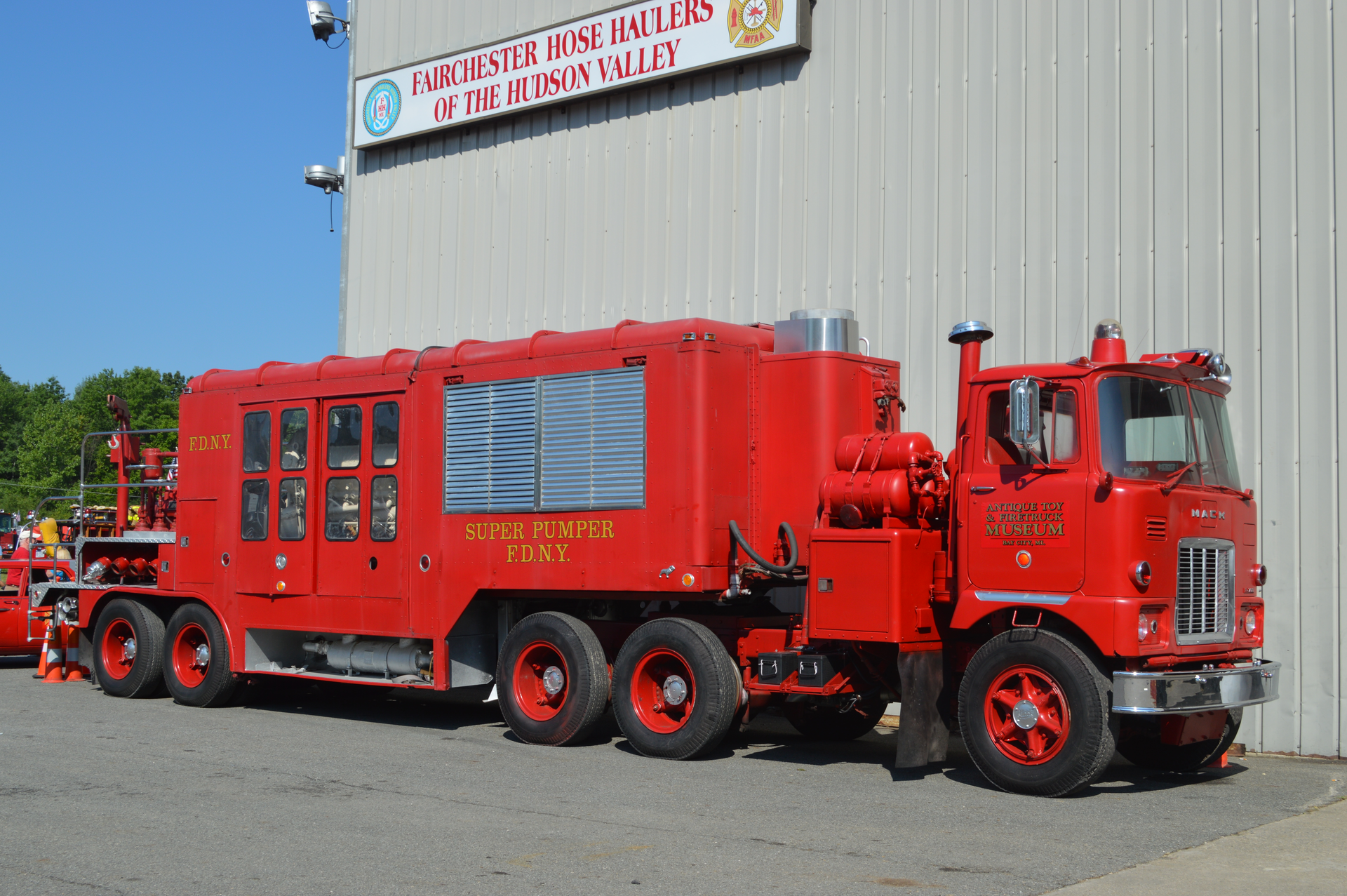 The FDNY Super Pumper is now privately owned and was recently displayed at the SPAAMFAA National Convention in Middletown, NY. This 1965 Mack apparatus is the most powerful land-based unit ever built.