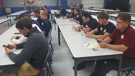 Students learned the value of social media on their smart phones during the Future Firefighter Experience.