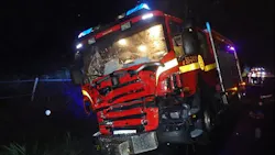 The Östra Skaraborg fire apparatus suffered extensive damage. The Östra Skaraborg fire apparatus suffered extensive damage.