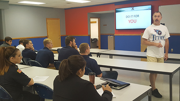 Nashville Battalion Chief Travis Ford tells recruits looking for work as firefighters they need to constantly work on their game to get ahead and stay safe.
