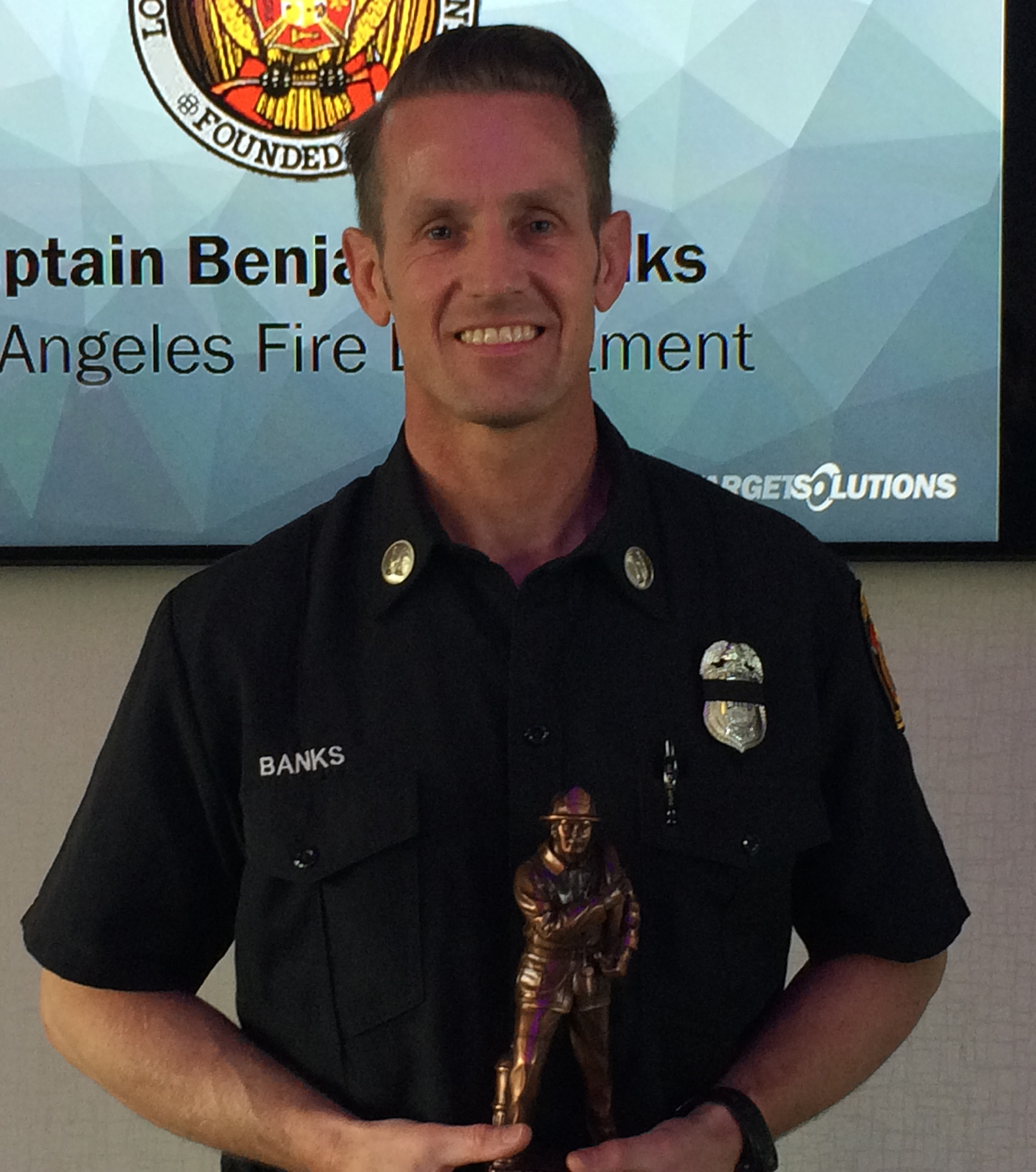 Capt. Benjamin Banks of the Los Angeles Fire Department was presented with the Technology Achievement Award for consistently looking to maximize TargetSolutions&rsquo; web-based system.