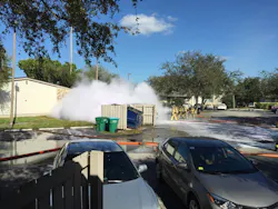 Crews battled a van fire that vacillated between improved conditions and sudden increases in size and intensity. Crews battled a van fire that vacillated between improved conditions and sudden increases in size and intensity.