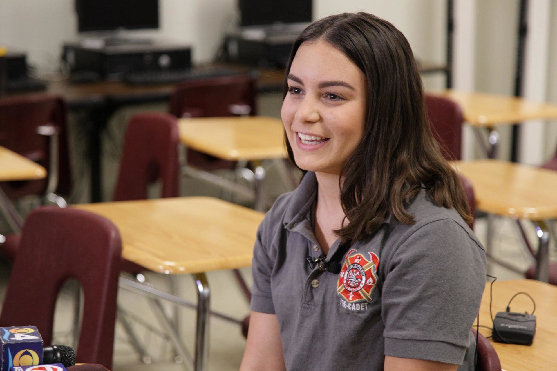 Aspiring firefighter Thalia Rodriguez was driving home when she spotted an off-duty Miami-Dade police officer who had crashed his motorcycle and quickly reacted to help save his life.