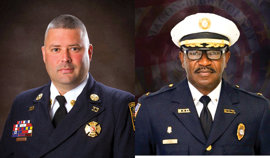 The IAFC and Pierce announced the 2017 winners of the annual &ldquo;IAFC Fire Chief of the Year&rdquo; awards at Fire-Rescue International. On the left is Volunteer Fire Chief Brian Wade of the North Lenoir Fire & Rescue Department in Kinston, NC and on the right is Career Fire Chief Marvin Riggins of the Macon-Bibb County Fire Department in Macon, GA.